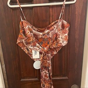 Cloud Ten Bandanna Top - orange paisley - NWT